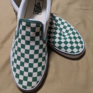 Vans Slip On Checkerboard Skate Shoe - Shale 💚 Green size 11.5 Brand New
